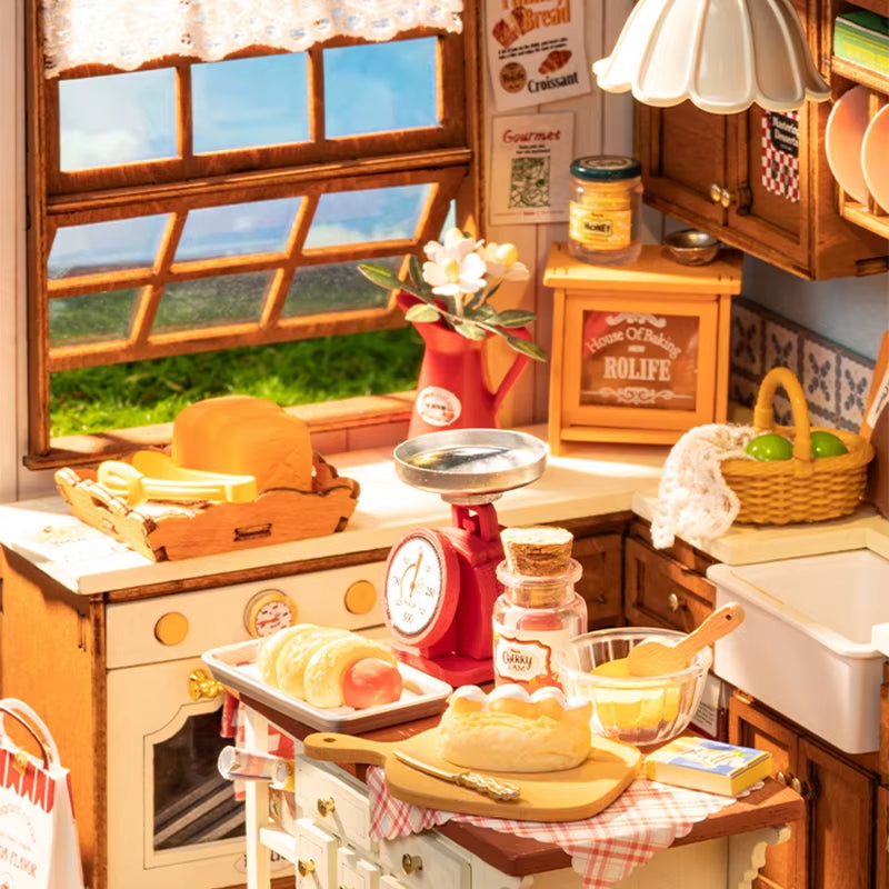 Rolife Baking Kitchen DIY Miniature Dollhouse Kit Crafts Hobbies Amazing Gift for Women Children DG172