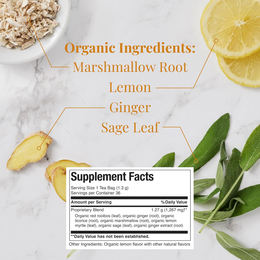 — Organic Get Throat Aid Herb Tea Tin, 36 Tea Bags, Naturally Caffeine Free Be Well Tea