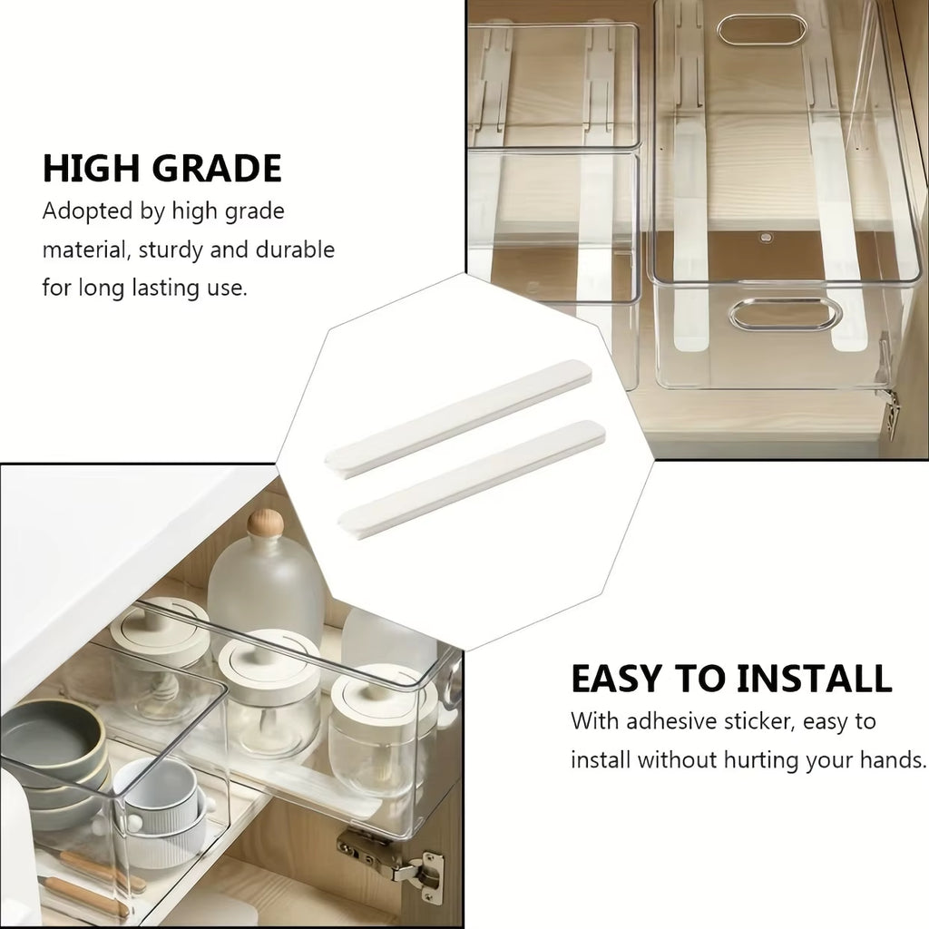 2Pcs Self Adhesive Slide Rails, Storage Box Rails, Upgrade Your Drawers with Telescopic Rail Accessories - DIY Drawer Rails