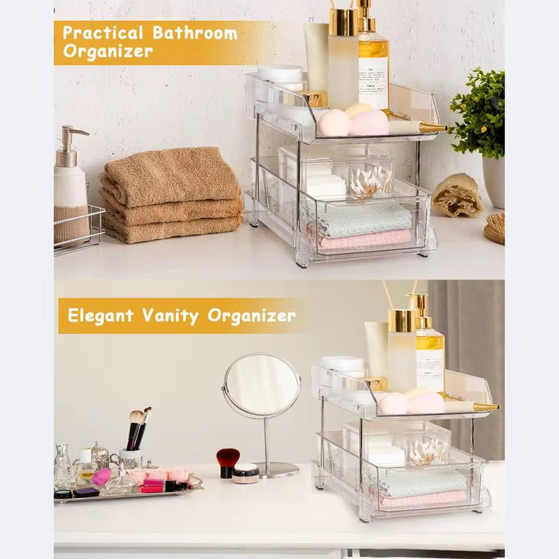 Under the Sink Organizer 2 Tier Pull Out Cabinet Drawer Medicine Cabinet Organizer Pull Out Kitchen Cabinet Organizer Cabinet