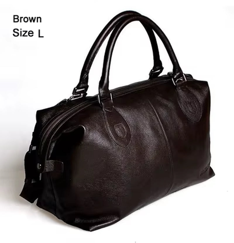 Fashion Genuine Leather Travel Bag Men'S Luggage Bags Large Male Duffle Bag Weekend Women Shoulder Bag Big Tote Handbag Black