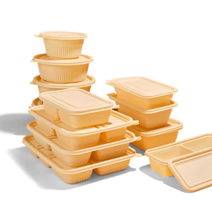Eco-Friendly Biodegradable Cornstarch Pulp Take Out Food Containers Lunch Salad Meal Storage Boxes
