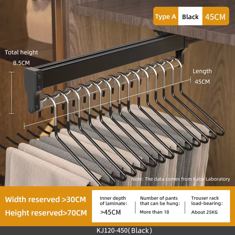 Top Mount Wardrobe Hanger Pulling Out Hangers Extendable Clothes Rail Adjustable Wardrobe Telescopic Rail Rack Trouser Organiser