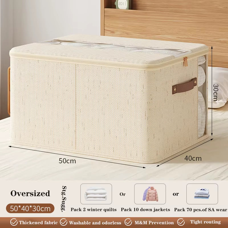 New Double Window Zipper Box, Quilt Storage Box, Large Capacity Clothing Storage Box Bedroom Storage Box,Home Fabric Storage Box