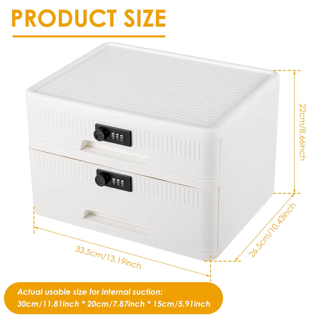 1/2-Layer Safe Box with Digital Password Lock Large Capacity Jewelry Organizer Box for Valuables​ Privacy Security Protection