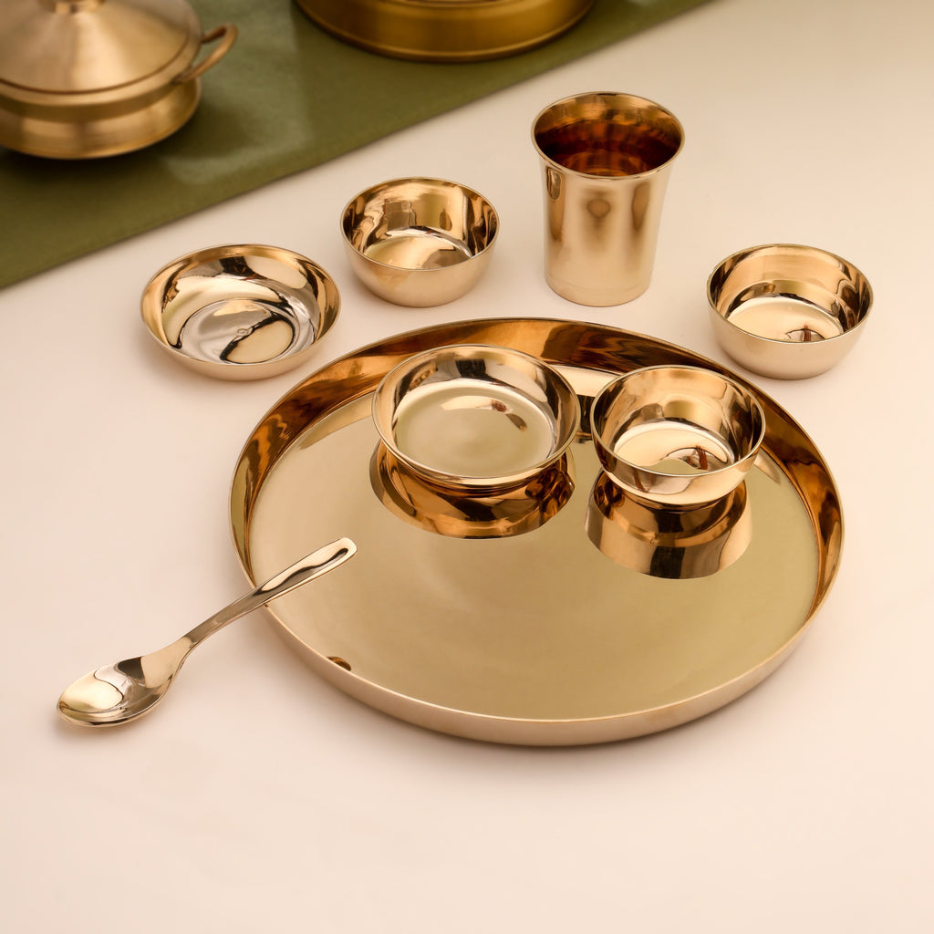 Kansa Thali/Dinner Set (1.9 Kg) | THALI INCHESHandcrafted sustainably-0