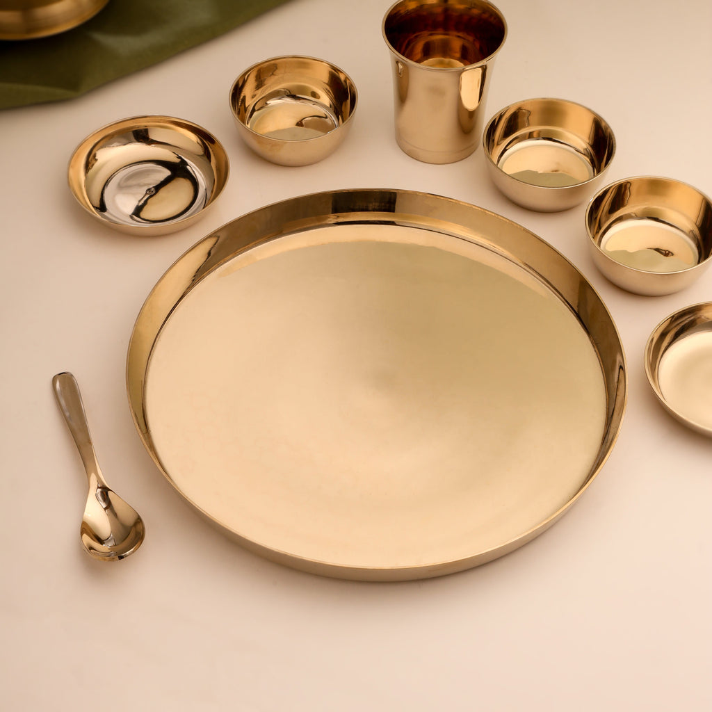 Kansa Thali/Dinner Set (1.9 Kg) | THALI INCHESHandcrafted sustainably-1