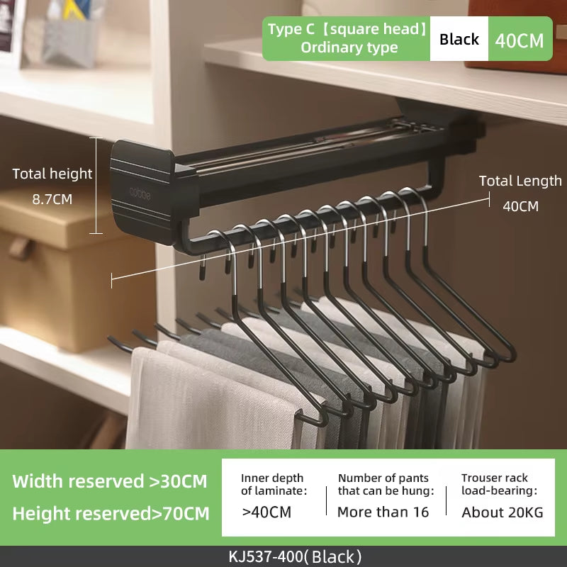 Top Mount Wardrobe Hanger Pulling Out Hangers Extendable Clothes Rail Adjustable Wardrobe Telescopic Rail Rack Trouser Organiser