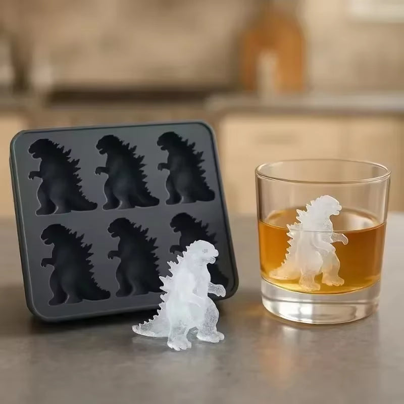 Monster Ice Mold Dinosaur Cake Decor Candy Jelly Baking Tool Candle Soap Mould Kitchen Silicone Cube Mold Makes 6 Giant Mold