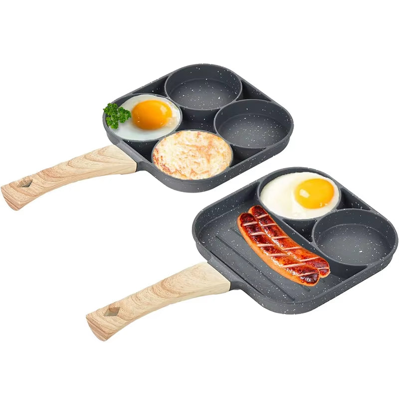 Pancake Egg Frying Pan 4 Cups Omelet Poached Egg Pan for Breakfast Divided Coating with Non Sticking Handle JT888