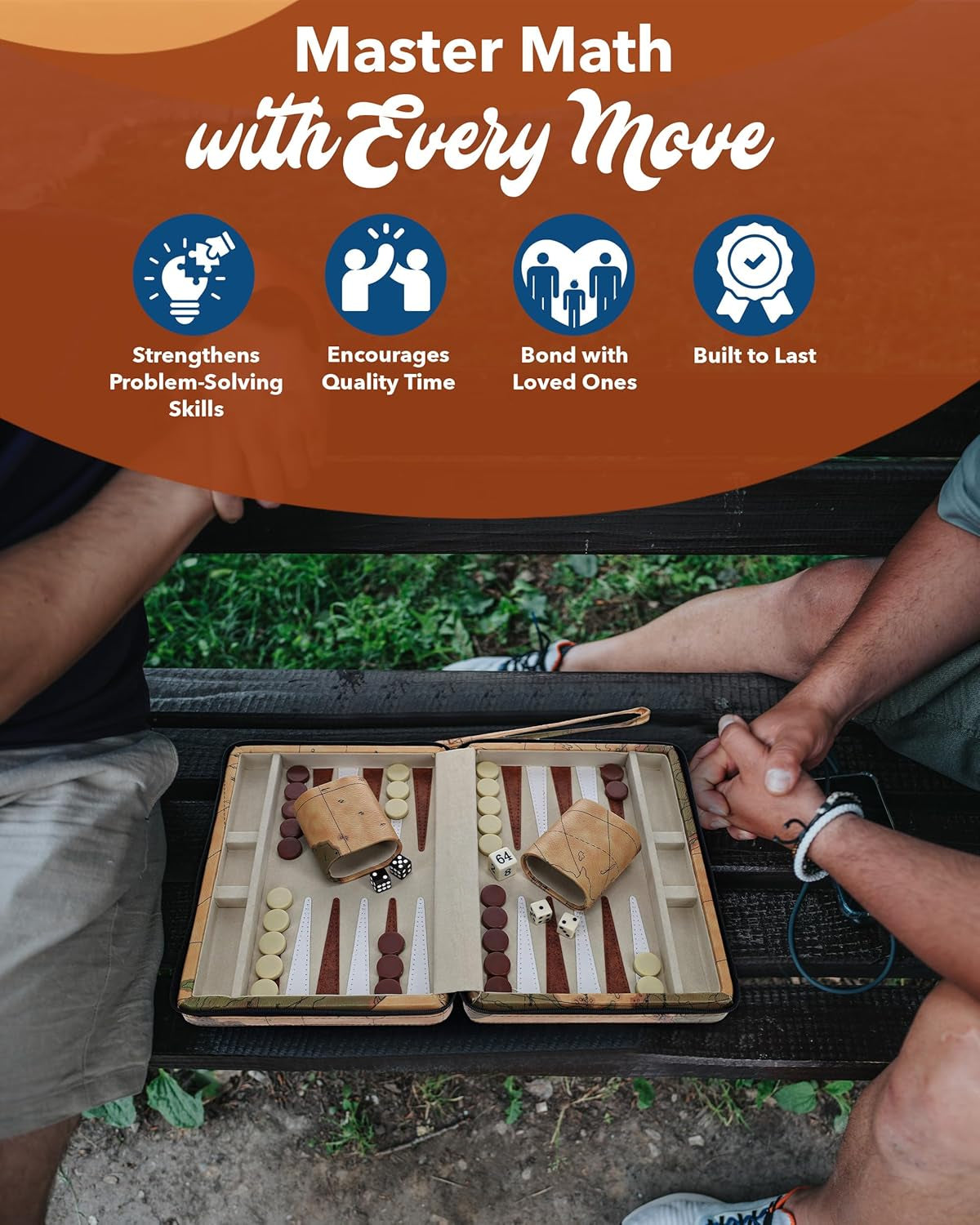 Magnetic Map Style Backgammon Board and Carrying Strap - Board Games for Adults, Travel Games, Travel Backgammon Sets for Adults