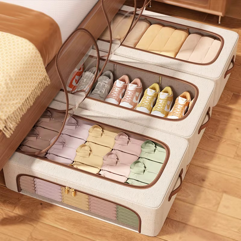 Shoe Organizer for Closet Storage Bins Hat Organizer under Bed Storage Containers Foldable Stackable Storage for Storing Clothes