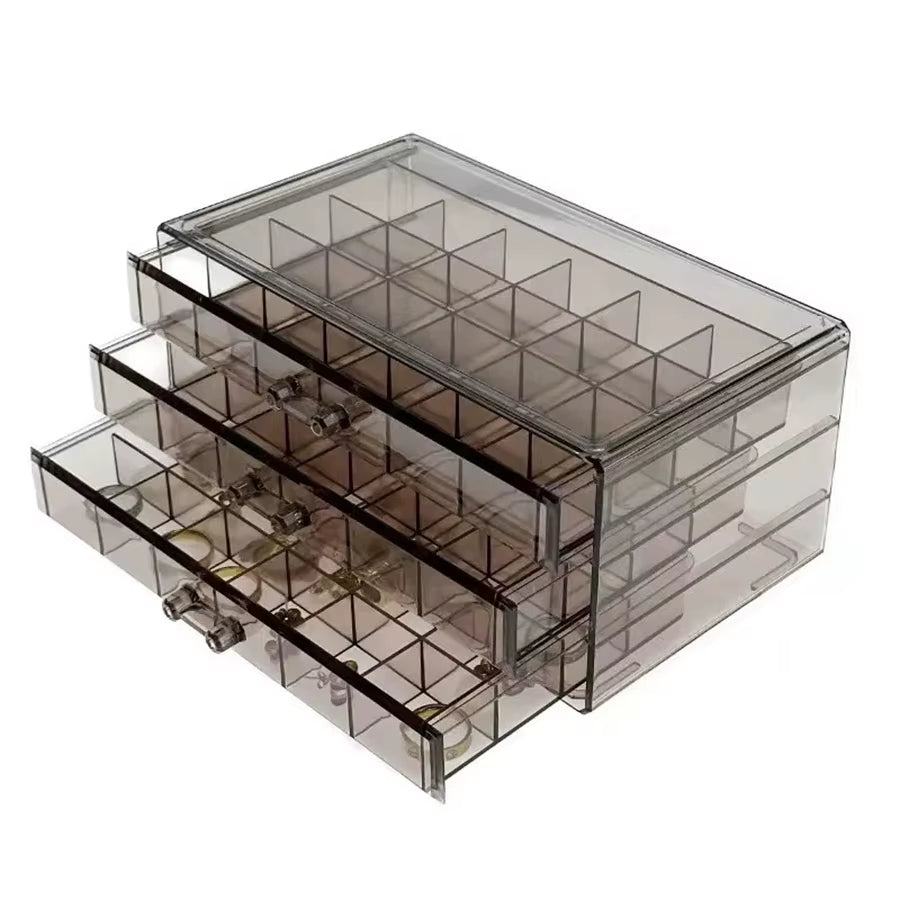 1Pc, Jewelry Storage Box, Material: Transparent PS, Color: Transparent, Brown, Gray, Pink