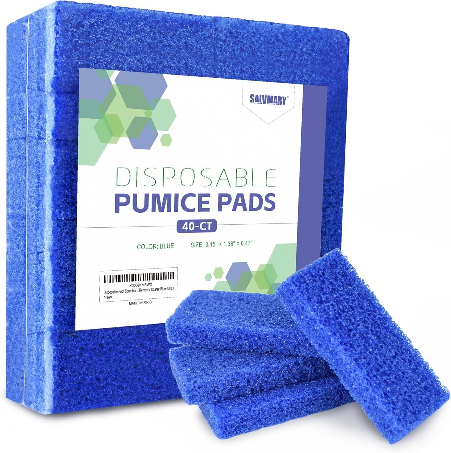 Disposable Foot Scrubber Sponge Pads Pedicure Pumice Stone for Feet Callus Remover Coarse Blue 40Pcs