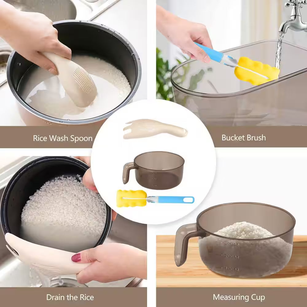 25 Lbs. Rice Dispenser with Measuring Cup and Time Scale and Moisture Proof Dry Food Dispenser, Clear and White