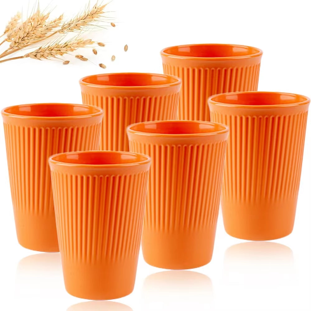 Eco-Friendly Wheat Straw 6Pcs/Set Unbreakable Multi-Purpose Drinking Cups Biodegradable round Toothbrush Cup Bpa-Free