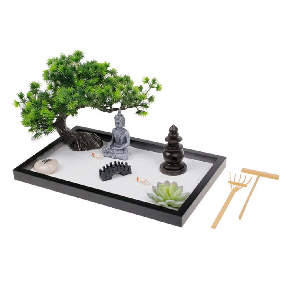 Mini Zen Garden Kit Meditation & Relaxation Desk Sand Art Durable Design Home Decor Items Festival Gifts