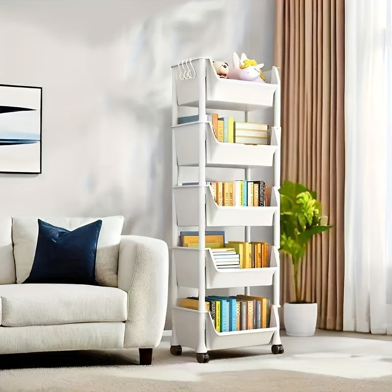 Mobile Bookshelf Office Cart (5-Tier)-3