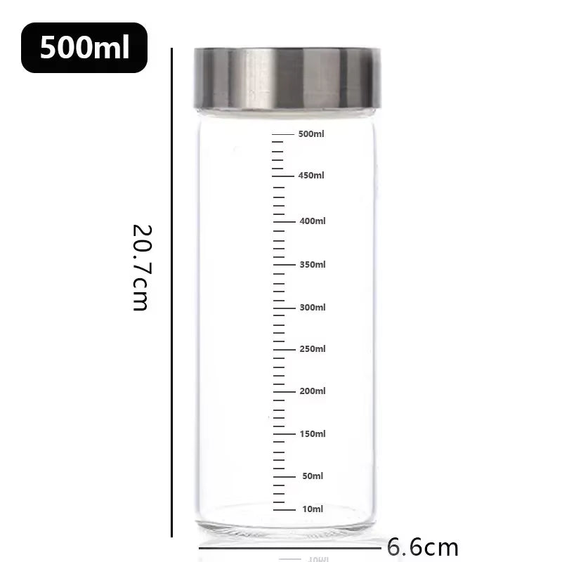 100-500Ml High Borosilicate Glass Bottle with Scale Heat-Resistant Glass Seal Jar Kitchen Seasoning Spices Storage Bottle Gadget