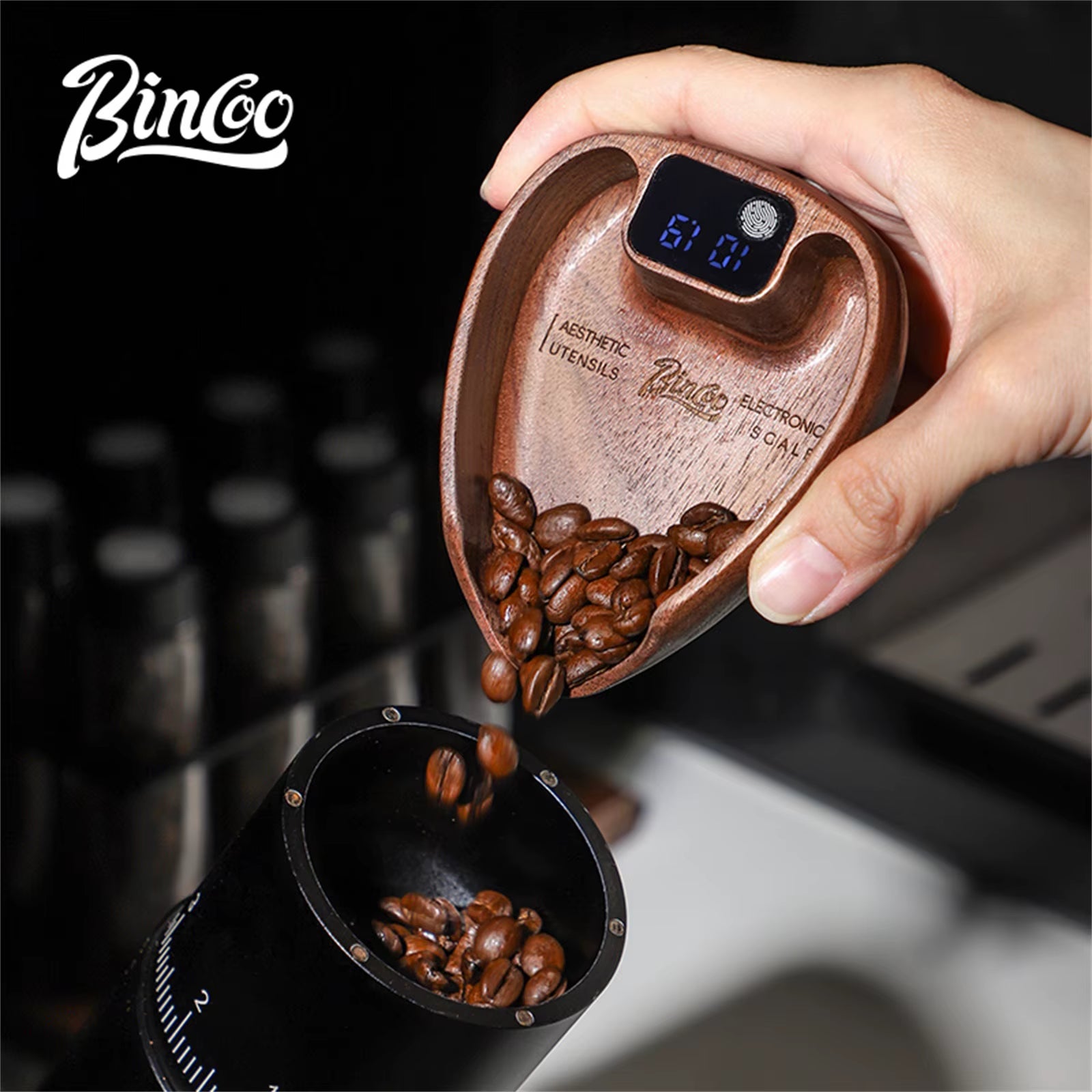 Bincoo Intelligent Electronic Scale Kitchen Scale Professional Coffee Scale Portable Bean Tray Precise 0.1G Weight Rechargeable