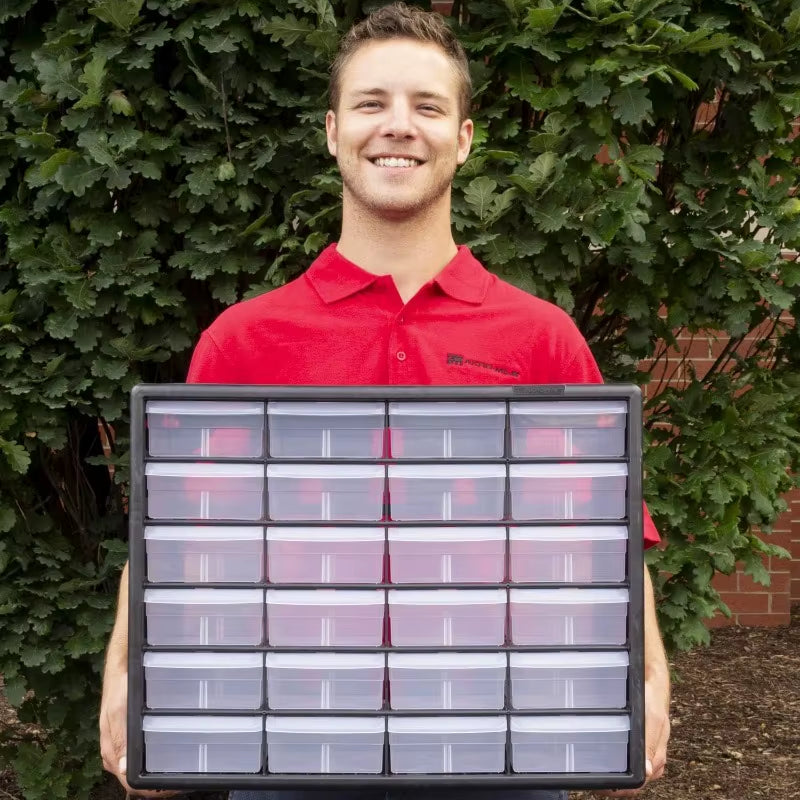 24-Drawer Plastic Drawer Storage Cabinet for Garage Organization, Bead Organizer, Building Bricks Storage, Teacher Too
