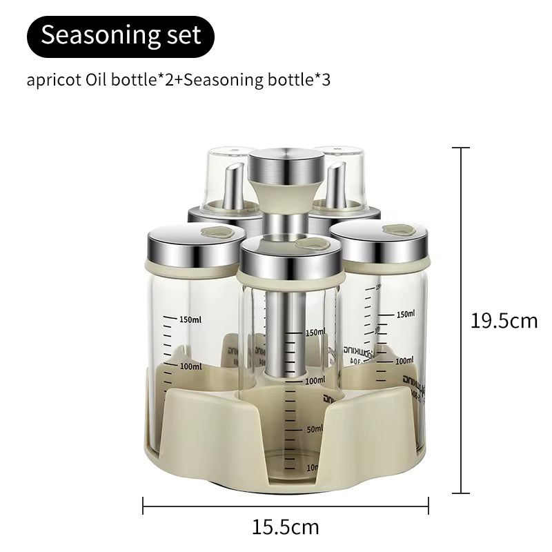 Rotating Seasoning Bottle Set, Kitchen Storage Bottle, Spice Jar Rack, Olive Oil Bottle Set, Pepper Bottle Set, Salt Bottle Set