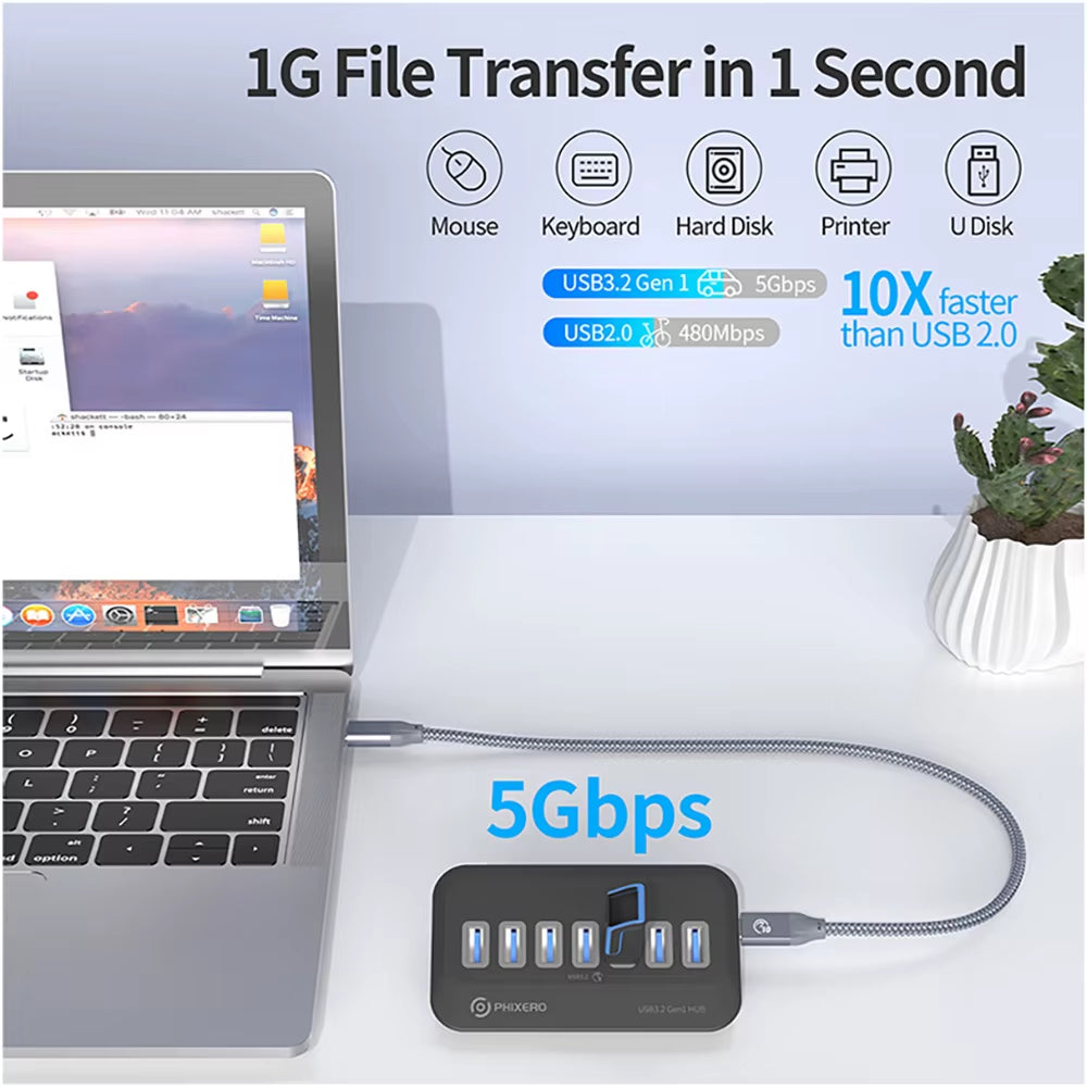 USB Splitter USB 3.2 Hub 5Gbps Type C Adapter Multi Ports USB 3.0 Docking Station Hub for Surface Macbook Laptop PC Hub
