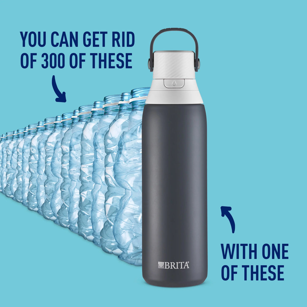 20 Oz Carbon Premium Stainless Steel Leak Proof Filtered Insulated Water Bottle with Straw