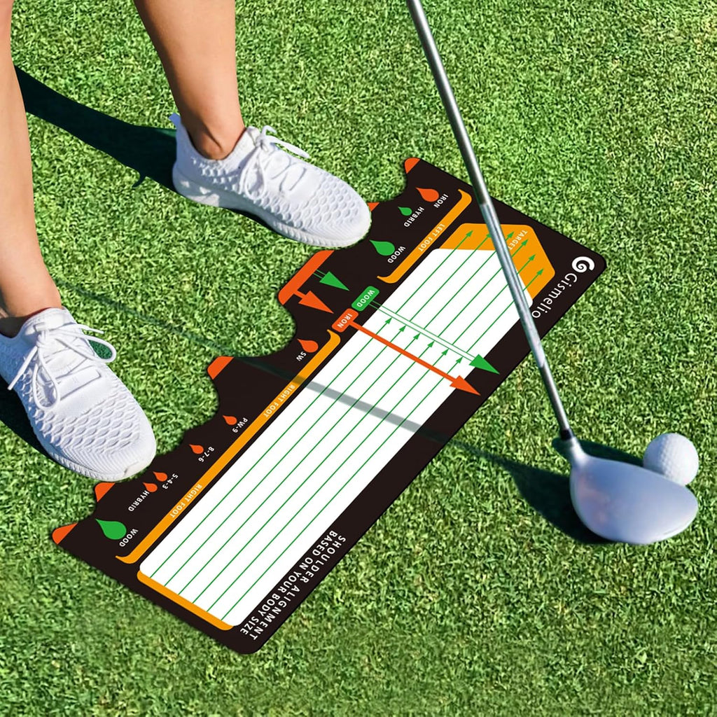 Golf Training Mat for Beginners | Posture Assistance and Entry-Level Stance Corrector Trainer with Golf Training Aid and Practice Mats(Black)