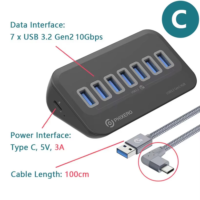 USB Splitter USB 3.2 Hub 5Gbps Type C Adapter Multi Ports USB 3.0 Docking Station Hub for Surface Macbook Laptop PC Hub