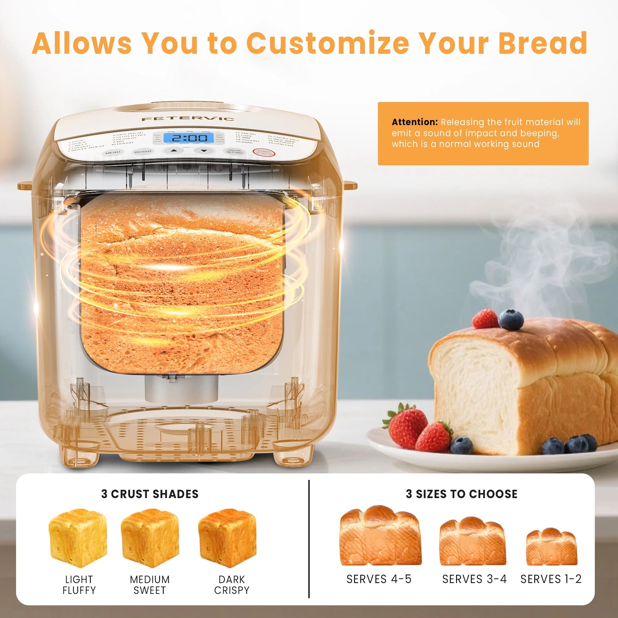 19-IN-1 Bread Maker, 2LB Bread Machine Nonstick Ceramic Pan Bread Maker Machine for Gluten Free/Dough Maker/Dried Meat Floss/Jam/Yogurt, Breadmaker Recipe,Black