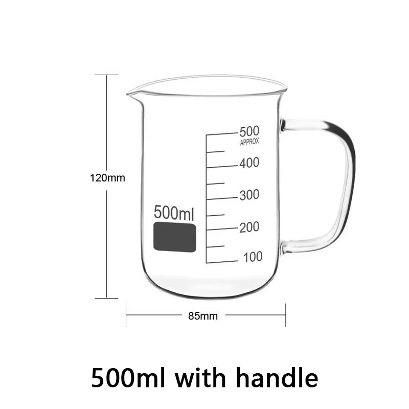 50~1000Ml with Handle Measuring Cup High Borosilicate Glass Clear Scale Cup Laboratory Beaker Kitchen Baking Measuring Mug