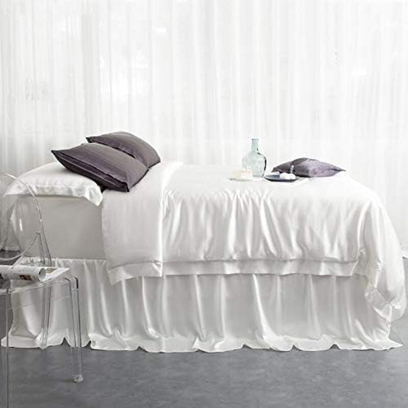 4Pcs 25MM Silk Sheets Set 100% Charmeuse Mulberry Silk Bed Sheet Set,Full Size Seamless,Thick, Heavy Silk,Ivory