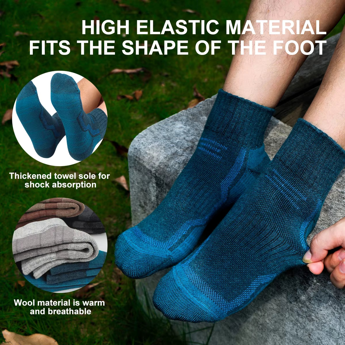 Merino Wool Socks for Men, Super Thick Hiking Socks Thermal Socks for Cold Weather Compression Running Sock for Man Women