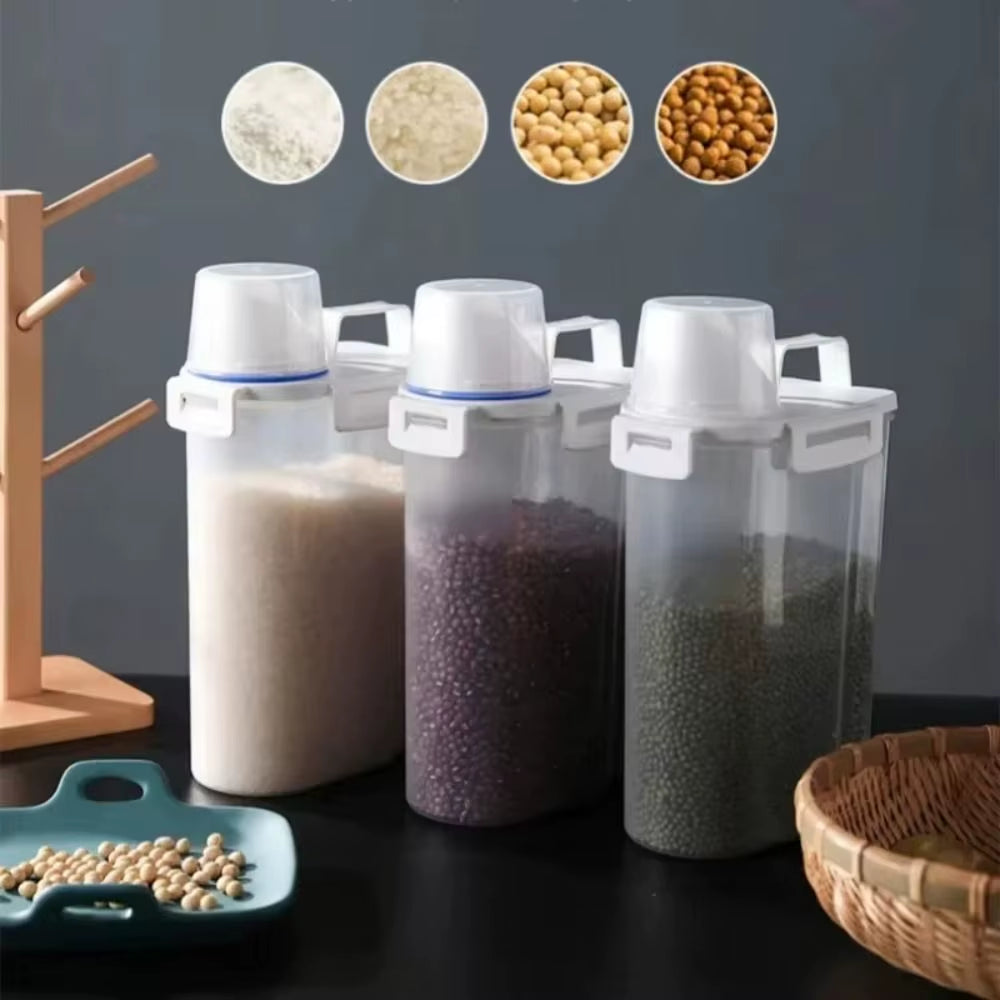 Transparent Laundry Detergent Dispenser Bottle Sealed Multipurpose Laundry Powder Storage Box with Measuring Cup