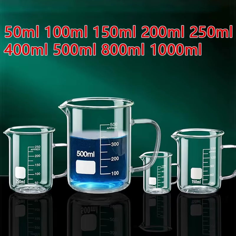 50~1000Ml with Handle Measuring Cup High Borosilicate Glass Clear Scale Cup Laboratory Beaker Kitchen Baking Measuring Mug