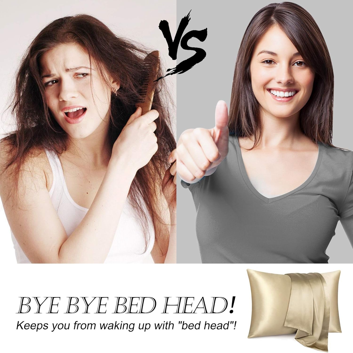 100% Mulberry Silk Pillowcase for Hair and Skin, Both Side 19 Momme Silk Pillowcase, 1Pc (Standard 20''X26'', Black)