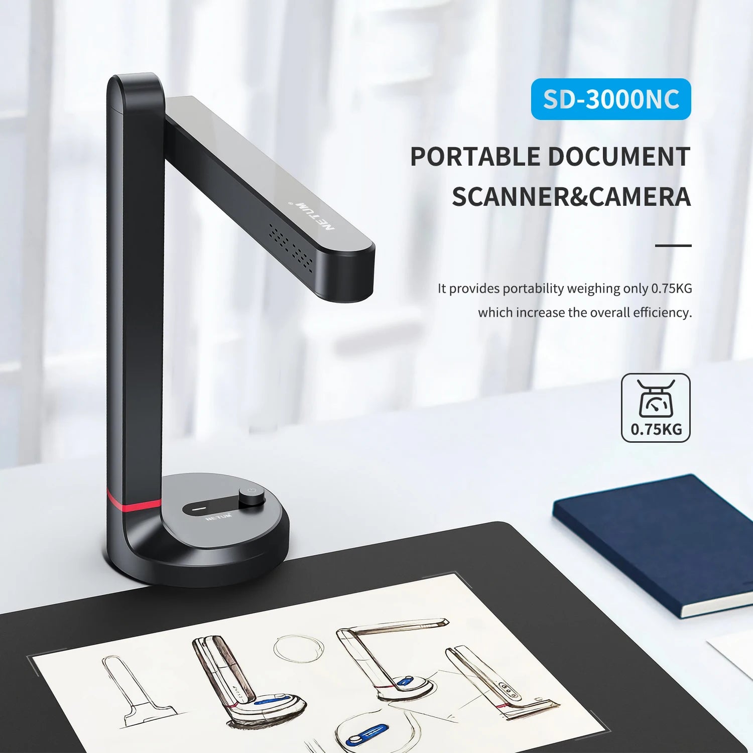 Book Scanner T101 Autofocus Document Scanner Max A4 A3 Size with Smart OCR Led Table Desk Lamp for Family Home Office