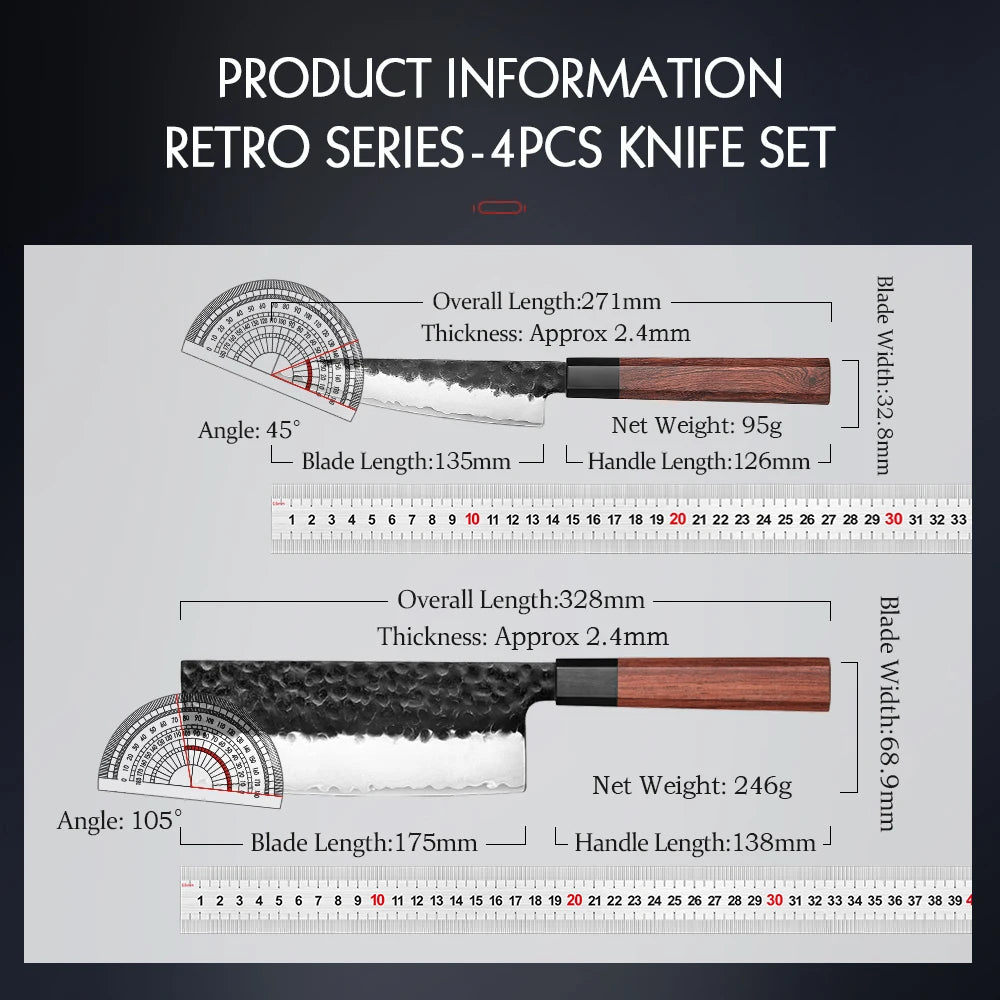 1PC-5PC Kitchen Knife Set Chef Utility Stainless Steel 3 Layers Composite Steel Santoku Nakiri Kitchen Accessories