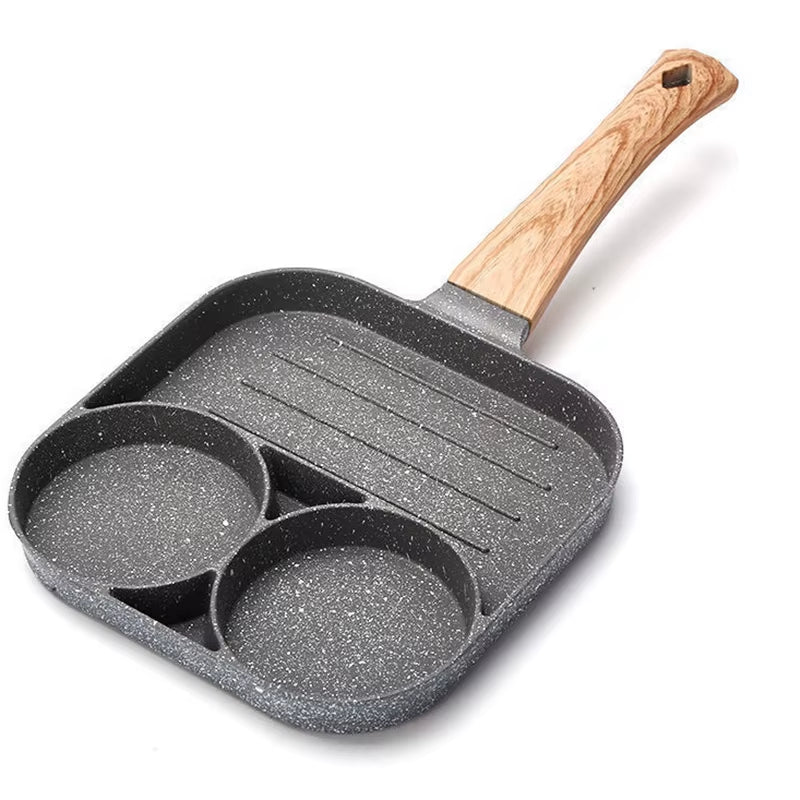 Pancake Egg Frying Pan 4 Cups Omelet Poached Egg Pan for Breakfast Divided Coating with Non Sticking Handle JT888