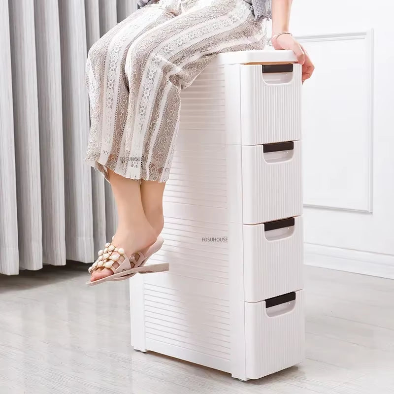 Modern Floor Drawer Type Cabinet Bathroom Storage Cabinet Plastic Narrow Multi-Layer Toilet Corner Large Capacity Storage Shelf