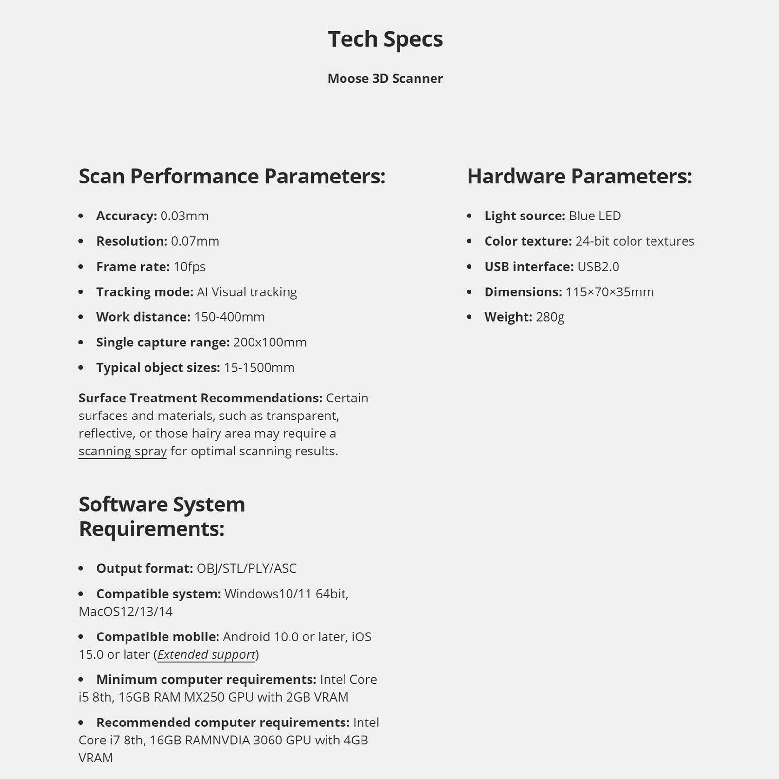 3Dmakerpro Moose Lite Standard 3D Scanner for Printing 0.05Mm Accuracy Handheld 3Dmodel Scanner 10-1500Mm Size for Windows/Macos