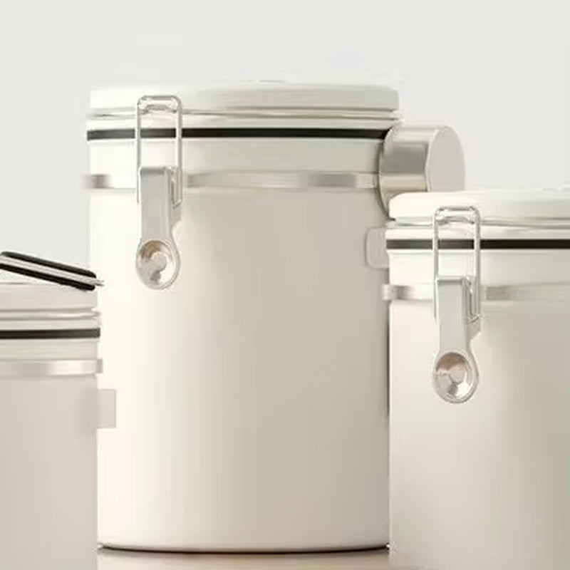 Stainless Steel Coffee Beans Vacuum Storage Jar with Spoon Large Capacity Airtight Container Grains Nut Keep Fresh Storage Jar