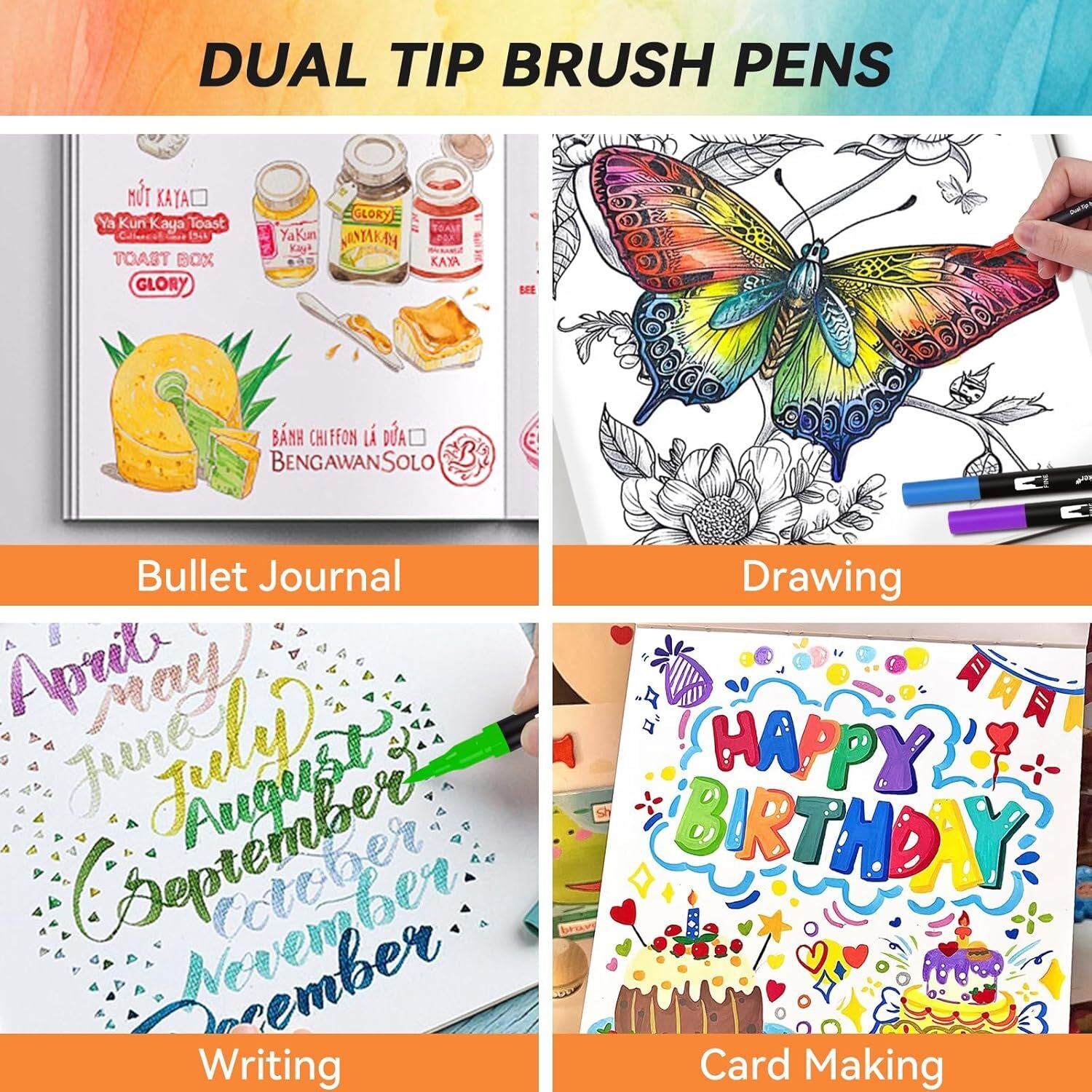 Dual Brush Marker Pens 168 Colors Art Markers Set Fine and Brush Tip Kids Gift