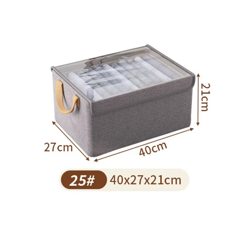 1Pc Foldable Clothing Organizer Underwear Storage Basket with Cover Metal Frame Storage Box for Storing Cloth Wardrobe Organizer