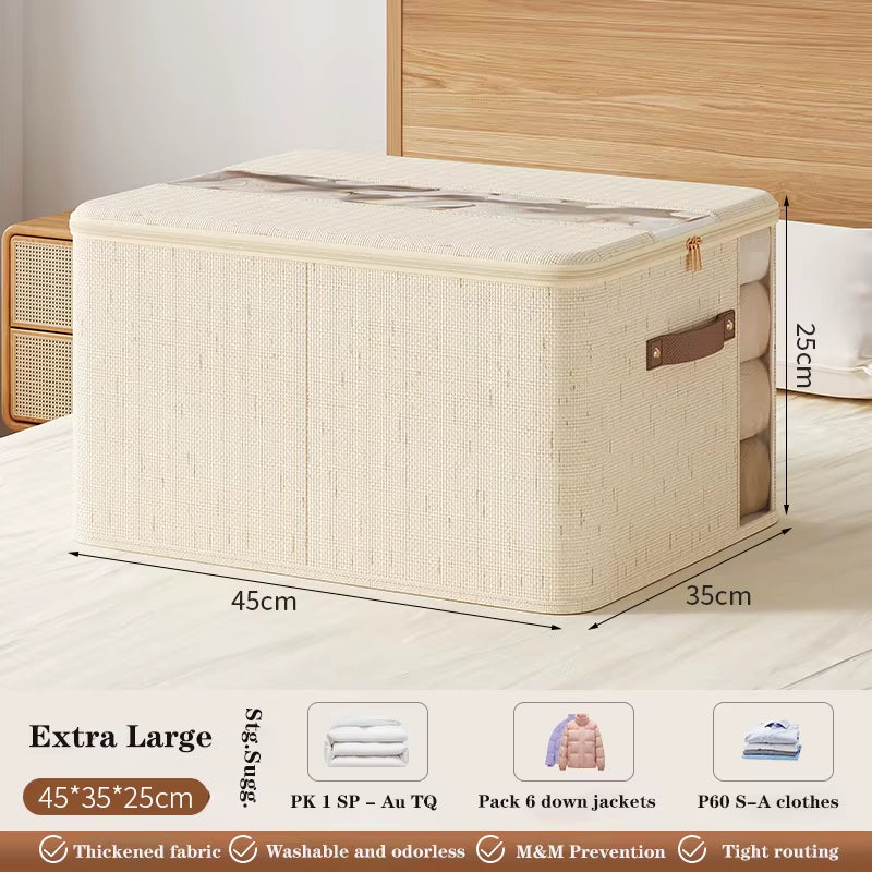 New Double Window Zipper Box, Quilt Storage Box, Large Capacity Clothing Storage Box Bedroom Storage Box,Home Fabric Storage Box