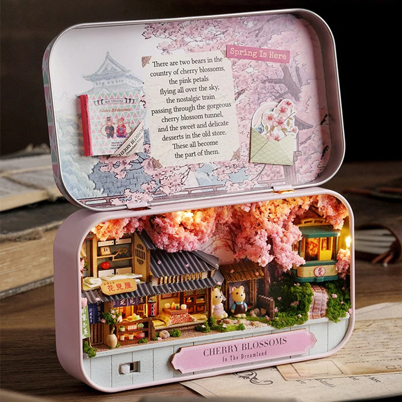Box Theatre DIY Wooden Dollhouses Miniature Box Cute Doll Houses 3D Puzzle Assemble Building Model Kits Toy for Birthday Gifts