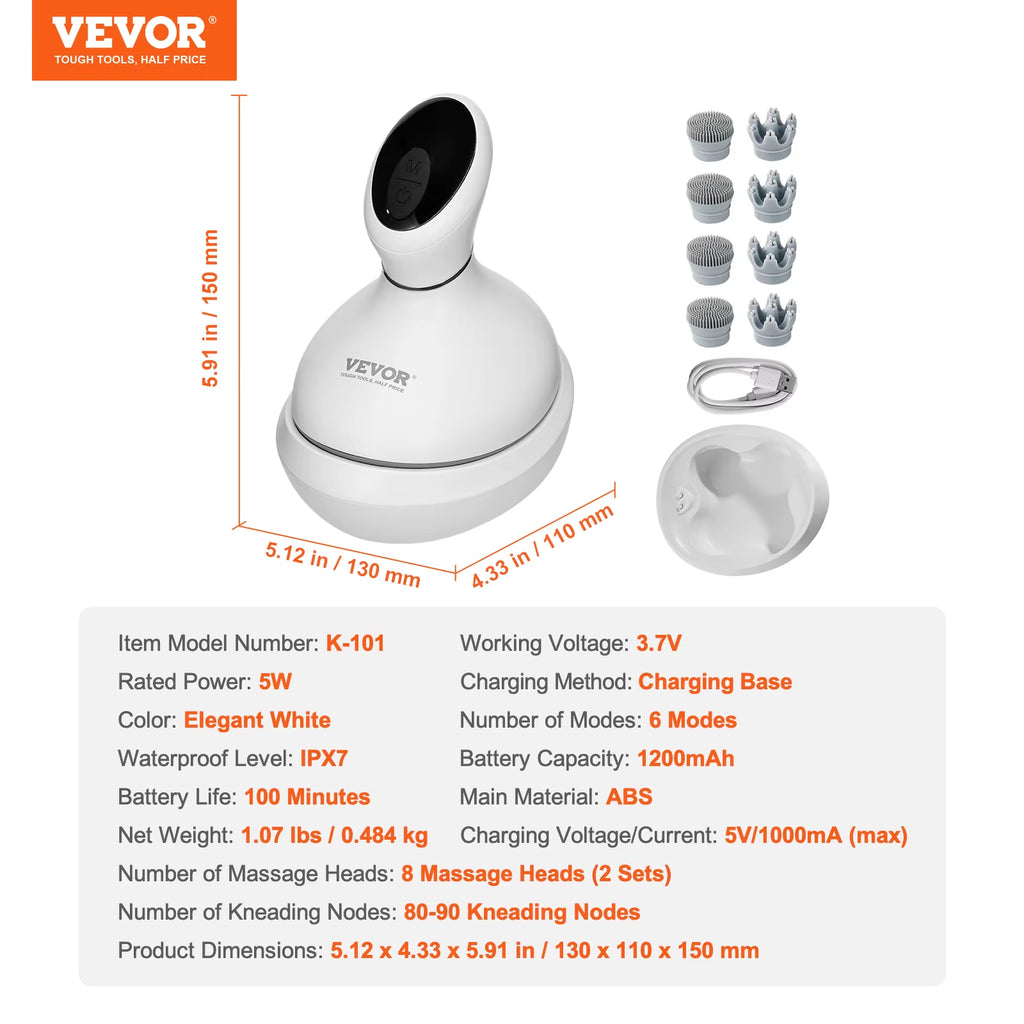 Succebuy Electric Scalp Massager Rechargeable Head Massager Hair Growth Waterproof Portable Kneading Electric Scalp Scratcher