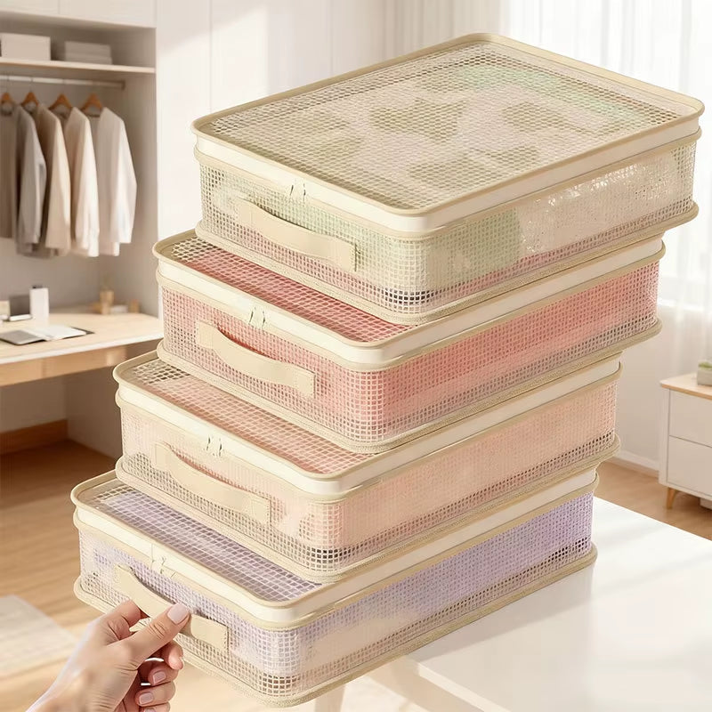 4 Pcs Bed Sheet Storage Bags Transparent Clothes Blankets Packing Box Waterproof Clear Bedding Underbed Drawer Storage Bag
