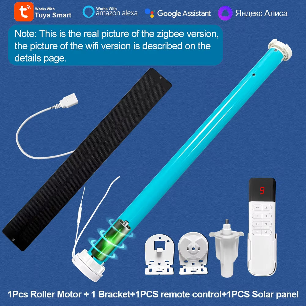 Tuya Zigbee Battery Window Smart Curtains Blinds Roller Motor for 37 38Mm Tube Work Alice Alexa Smart Speaker Home